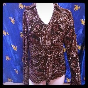 Funky retro 70s style paisley blouse